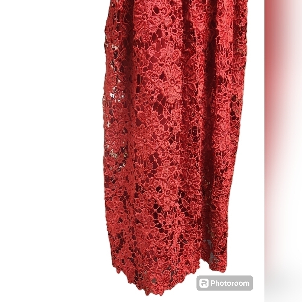 Donna Morgan Anthropologie Scarlet Floral Lace Dress Sz. 14 - Picture 8 of 10